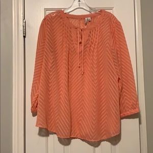 ELLE Women’s Tie Neck Peach Top